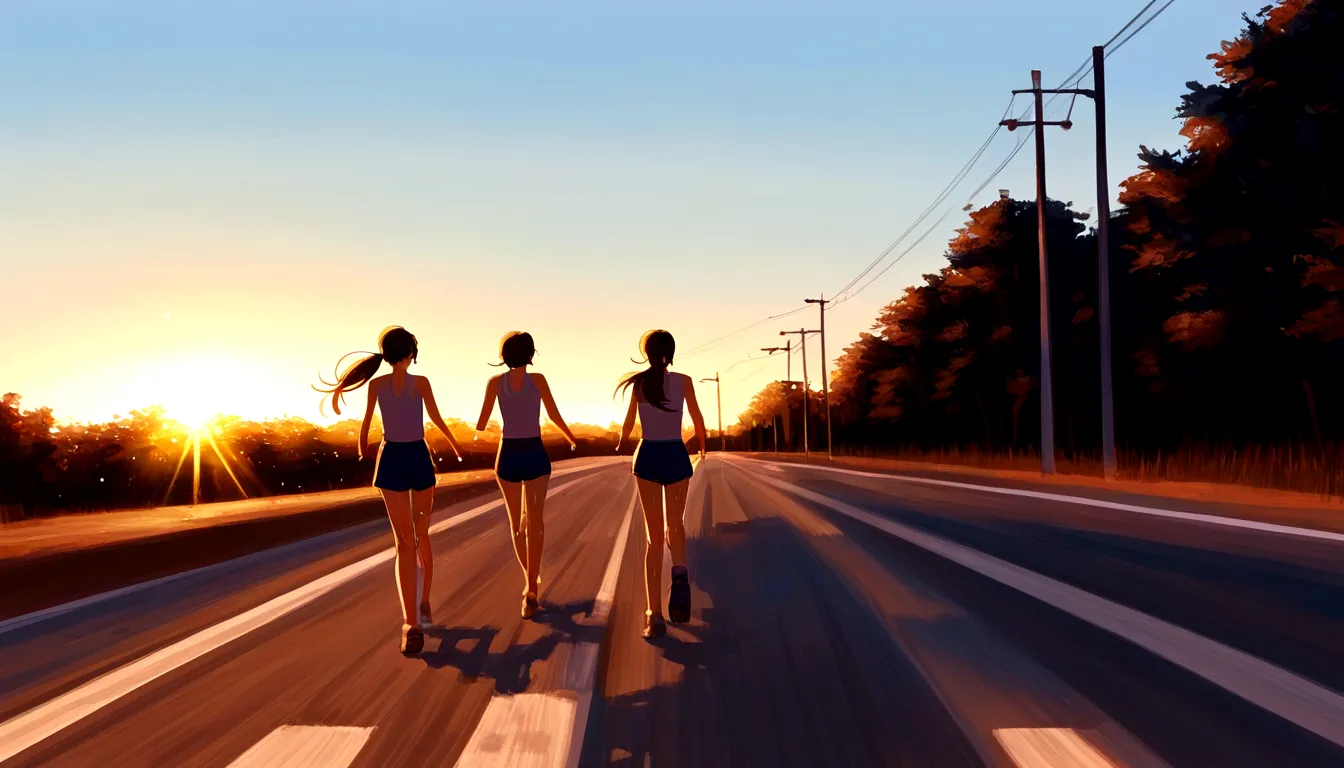 score 9, source anime, wide shot, multiple girls, women marathoners running on the road while the roadside is packed with specta...