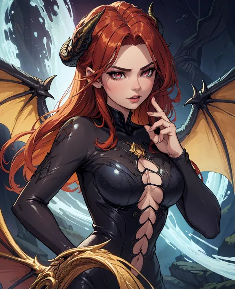 beautiful woman with dragon eyes,1girl,detailed facial features,long flowing hair,dragon horns,dragon scales,fantasy dragon girl...