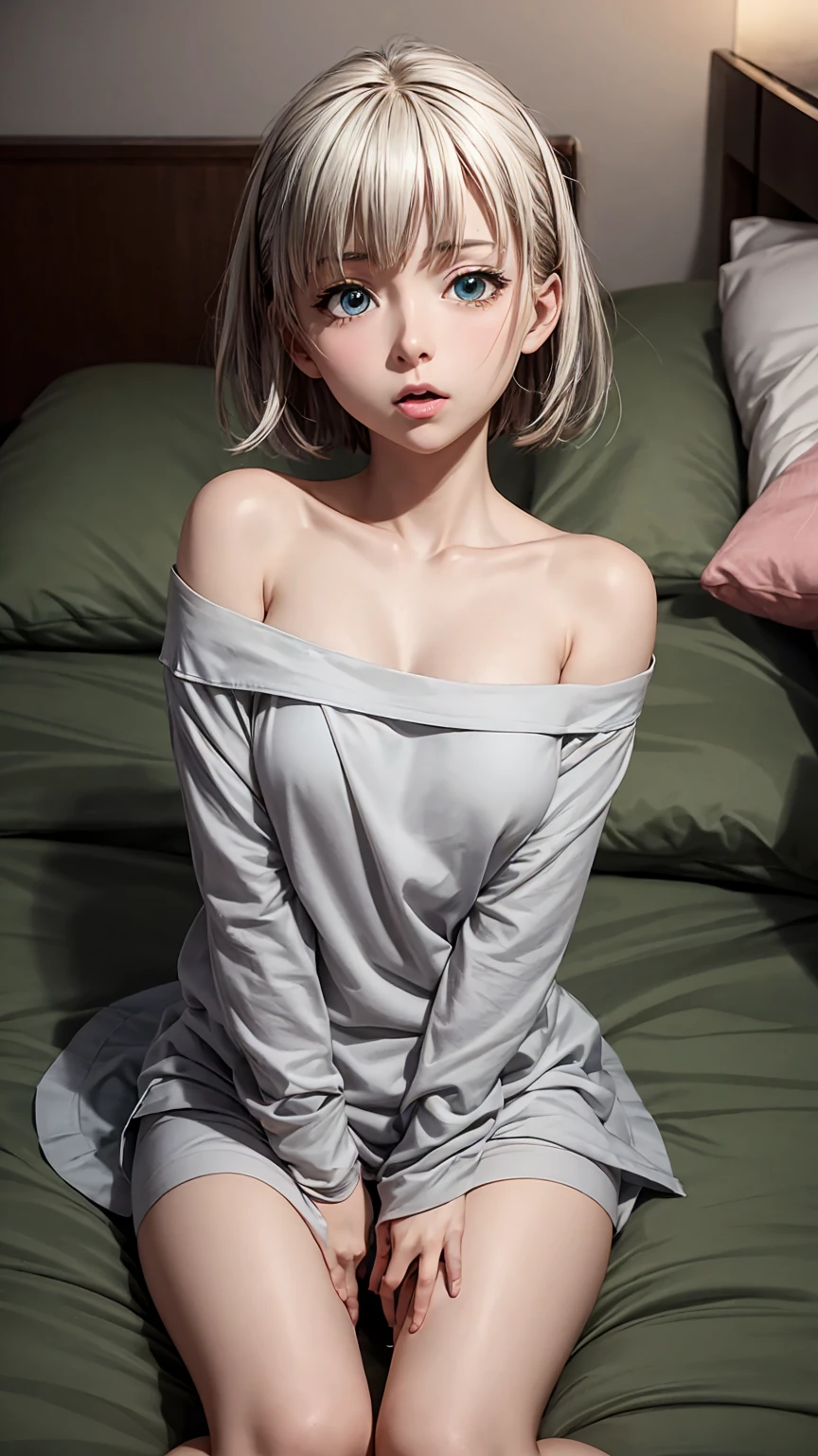 woman masturbating、Bare crotch、Lie down in bed、Super detailed、Particles of light:0.5、Beautiful Eyes、Mouth half open、Natural Texture、Mature slender beauty、、Small breasteteora Austria (Meteora Austria) - Re:CREATORS (Re:Creators)、Off the shoulder、sexual temptation、