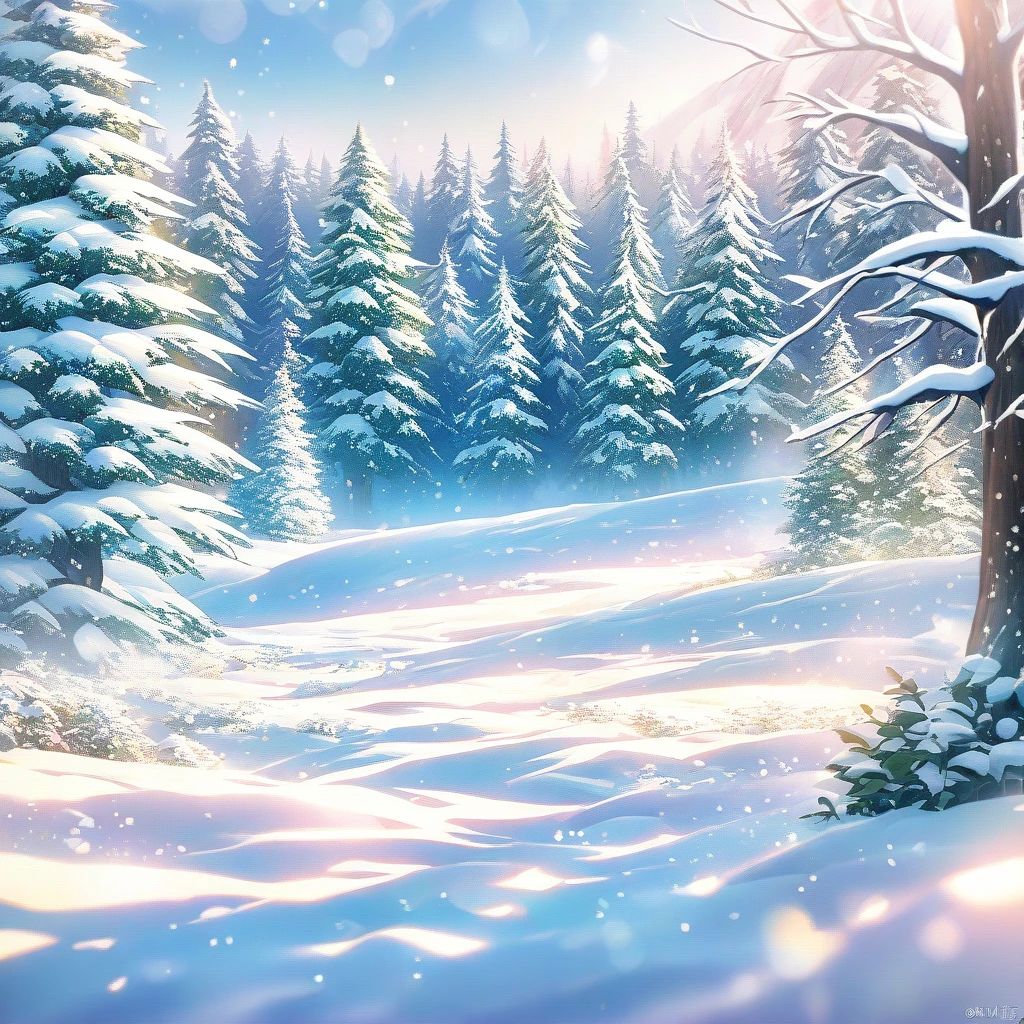 Snow Scene，snow，forest，plant（（（Romantic atmosphere）））（（（fairy tale elements）））（（（masterpiece）））， （（best quality））