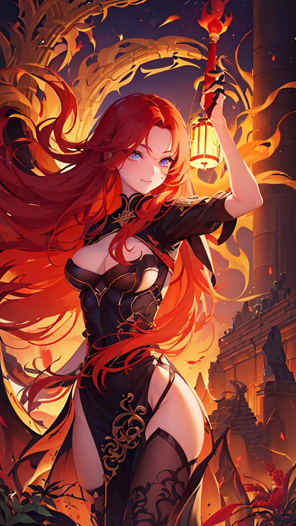 名前: Hibana Kejjin
Element: FLAMARAの説明: ビルキンド一族の炎の錬金術師として, ヒバナは火炎爆発物に火の要素を情熱的に取り入れている, 彼女のエッセンスをそれぞれの焼夷器に注ぎ込む.
プロンプト: ((((壮大, ランプブラック, 超高解像度)))), 1人の女の子, 笑顔, 立っている, (長い赤い髪, 燃えるように熱い赤い髪の縁取り:1), 長い真っ赤な髪, 色白, ((鮮やかな琥珀色の目)), ((緋色の目)), (((非常に詳細な目:0.9, 精巧に描かれた顔, はっきりとした目:1))), (((中央揃え)), (フルショット, 少し背を向けた)), 背景: ((遺跡, 炎, 夜: 0.9)), 大きな胸, 巻物を見る, ((勝ち誇った視線)), ((優雅な手)), ((頭, 武器, ヒップが見える, 燃える袖, ズボンの太もも:1)), (( チャーリーのモーフ: ダイヤモンド & 手に持ったルビーのクロスガードファルシオン, 左手に杖のような竹のリモコン )), 激しい服装, 注意深い目, 柔らかい, ドラマチックな光, 滅亡した王国の残骸, (((見事に照らされた被写体))), 28歳, 少し前かがみになる, (((精神を沸騰させてください))))