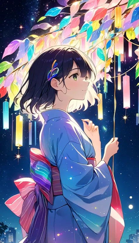 the girl's profile in a yukata was as beautiful and sparkling as the starry sky.

when i looked up, the milky way was in a strai...