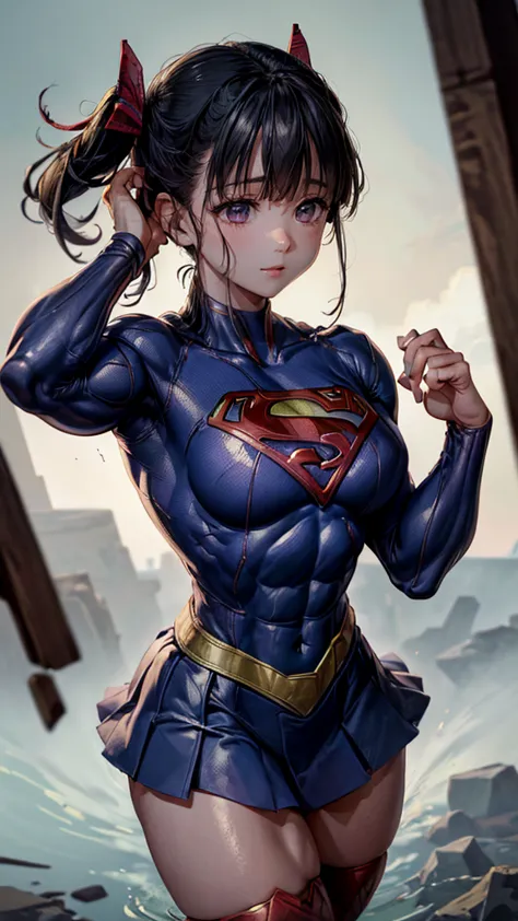 (((Make the most of the original image)))、(((Supergirl Costume)))、(((moribund)))、(((Turning a blind eye)))、(((Clothes are torn))...