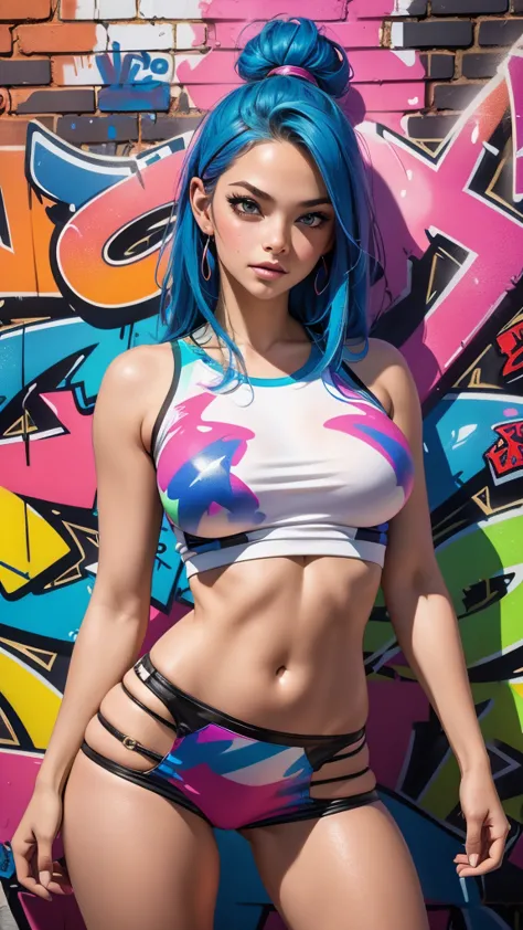 (best quality), (high detail), (vivid colors), (highly detailed), (graffiti style), (freestyle), (close up), (1girl), (nsfw)youn...