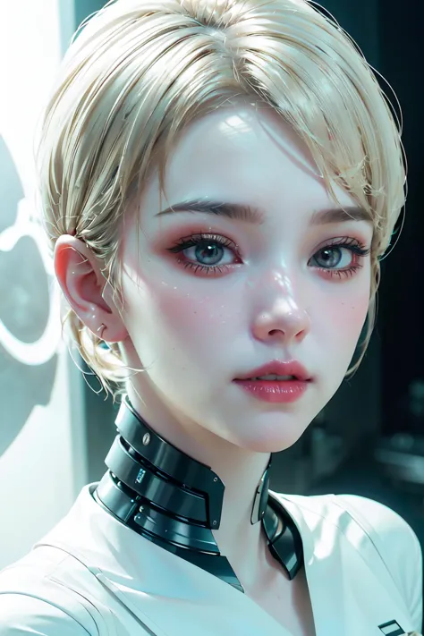 《The role of artificial intelligence》。（（（Virtual character design：Psychological counselor。miss，20 years old，white short hair，Exq...