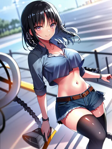 (8k, highest quality, highest quality, masterpiece), standing, 1girl, solo, cowboy shot, aasuzune, short hair, black hair, (sing...