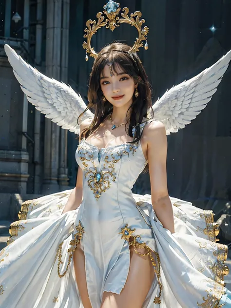 ((Very beautiful angel queen,The final form as a perfect angel, the masterpiece of an angel,Huge and intricate angel wings,The m...