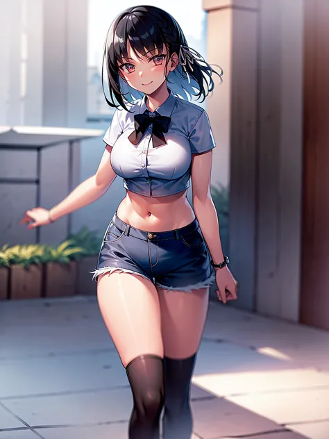 (8k, highest quality, highest quality, masterpiece), standing, 1girl, solo, cowboy shot, aasuzune, short hair, black hair, (sing...