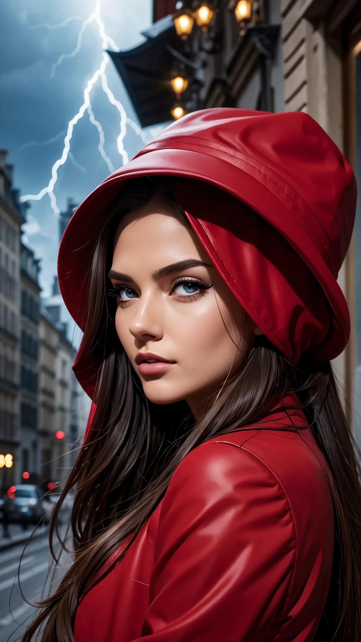 (realistic:0.2), anime illustration, 1girl,, red coat, big red hat, in paris france, sfw, black pants, black office shirt,, carmen sandiego,, blue sky,, long hair,, dramatic lightning, lights, epic lights, light on face, backlit, face light, lit face, fill lamp, fill light, ((masterpiece)),   (carmen_sandiego_v1-1_shurik-2000:0.6)