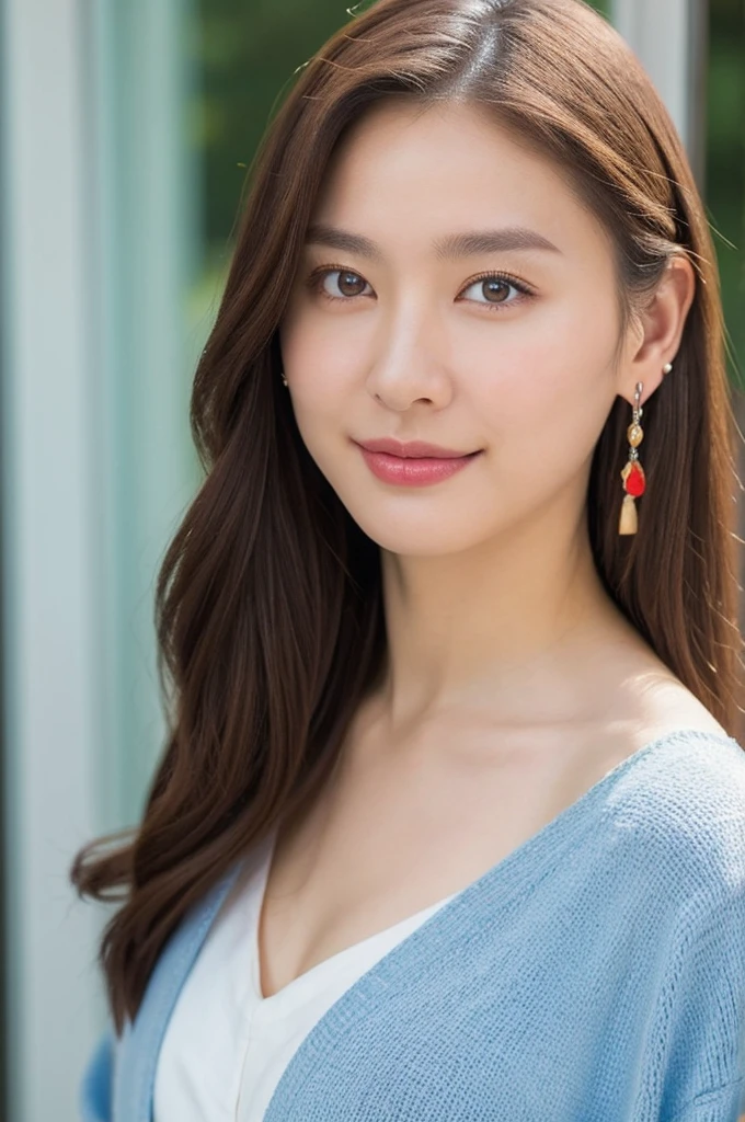 (highest quality, 4K, ​masterpiece :1.3), 
keen focus, shallow depth of field, bright colors, Professional level, 
20 age old, 1 person, (Half Japanese and half Russian）, Beautiful actress face, 
Smooth body :1.3, exemplary body shape:1.5, Perfect style：1.4, subtle smile, relaxed narrow shoulders, beautiful collarbone, pretty earrings, award winning foto, trending on artstation, 16k resolution, intricate details, masterpiece
