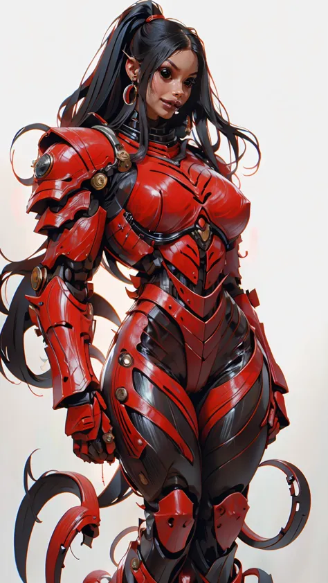 a portrait of Megan fox as armored carnage, (red carnage skinless muscular bio-mecha armor:1.25), (mouth wide open, carnage styl...