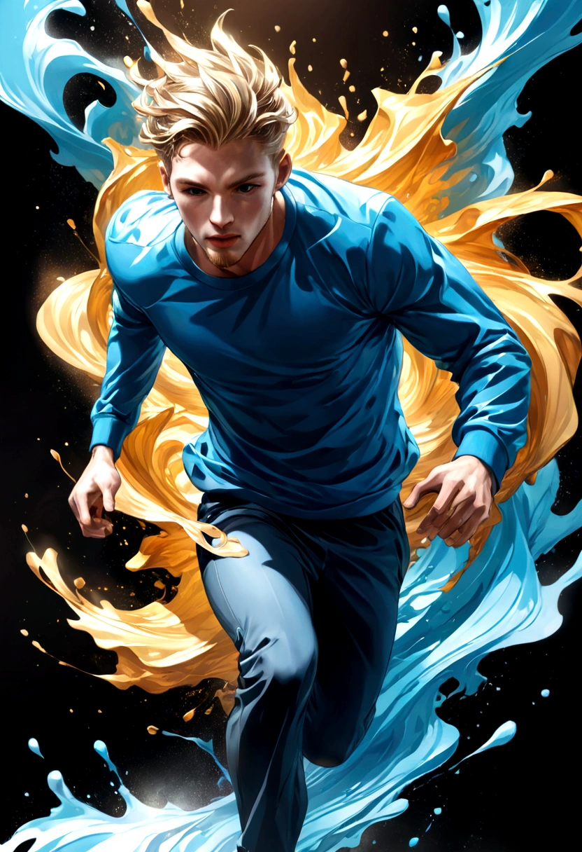 
      ( perfect anatomy )man in his twenties, Light blue wavy short hair,Sporty handsome boy running in blue sweatshirt, Rapidly, Forward running form, dynamic action posture, fast dynamic blur, flowing gradient with a sense of speed, HD and detailed master art, Vector Art Effects,    Fast flowing gradient ink,

                        ETC. Elements bring a vivid and unique atmosphere to the work. Light and shadow effects. The use of light and shadow in vector art.

                      ，Create a sense of three-dimensionality and movement with the simplicity of vector art、Pure expression