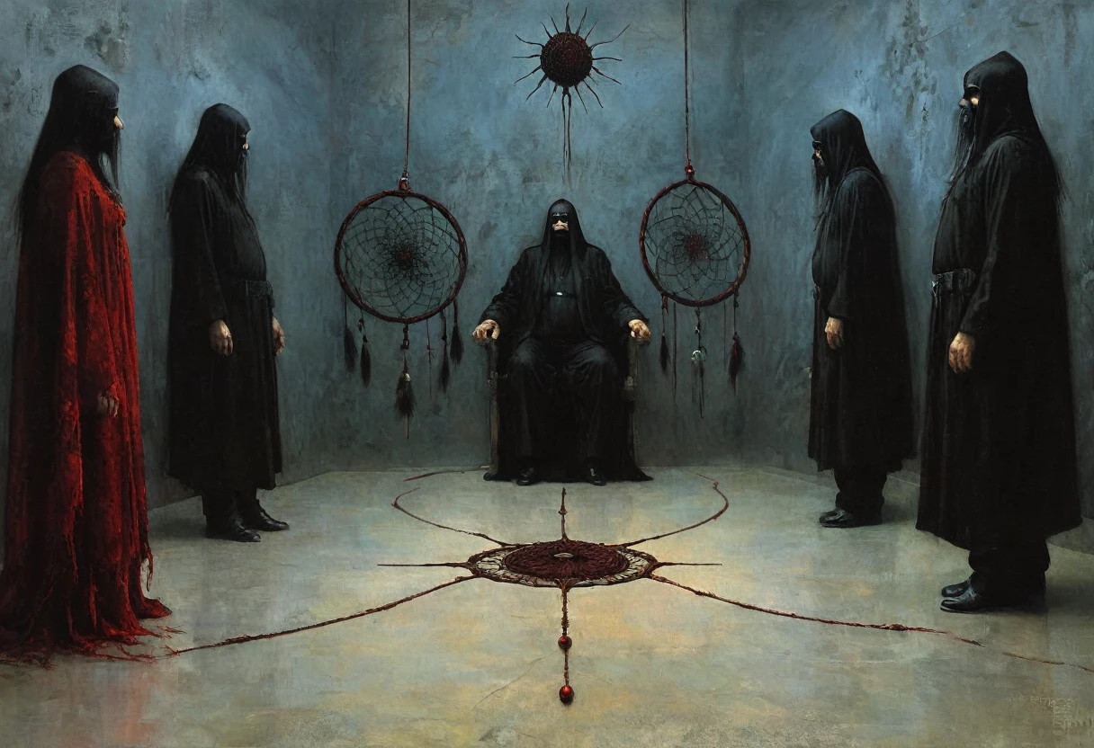 (chef-d&#39;œuvre, Meilleure qualité), (voilà gothique), attrape-rêves, Vampire, (HG Giger, art par Hermann Nitch, Beksinski, Dariusz Zawadzki, giger, Zdzislaw Beksinski)
