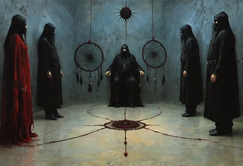 (Masterpiece, best quality), (lo Gothic), Dream Catcher, Vampir, (HG giger, Art by Hermann Nitsch, Beksinski, Dariusz Zawadzki, ...