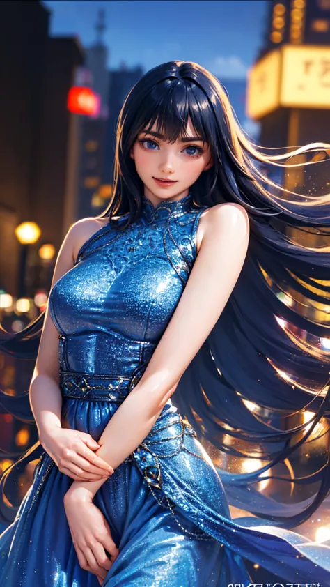 1girl,(wearing a blue glittery evening dress:1.2),(RAW photo, best quality), (realistic, photo-realistic:1.4), masterpiece, an e...