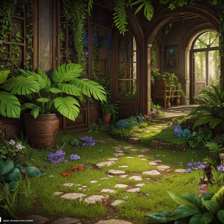 A detailed fantasy scene of plants fighting against zombies, colorful plants with vibrant flowers and leaves, zombies in various states of decay, detailed foliage, lush garden environment, cinematic lighting, intricate details, hyper-realistic, 8k, photorealistic, masterpiece, trending on artstation