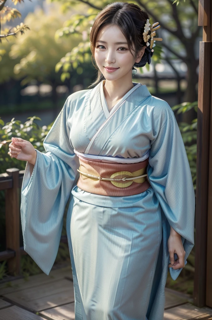 (chef-d&#39;œuvre, la plus haute qualité, Réaliste, haute résolution, photographier, :1.3), netteté, 1 jolie femme mature japonaise, 40 ans, modèle chaud, visage doux, yeux et pupilles très détaillés, Réaliste Skin, ((corps voluptueux)), encolure, cheveux très détaillés, Visage délicat, Regard sensuel, lèvres brillantes, lèvres potelées, lèvre naturelle, grosses cuisses épaisses, ((kimono:1.5)), ((tout le corps)), ((photo du corps entier:1.5)), regarder le spectateur, sourire, ((par le bas)), (((coiffures à la mode:1.2))), ((ornement de cheveux:1.2)), décor d&#39;automne, arbres et feuilles d&#39;automne