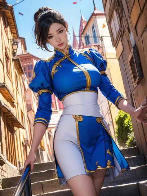 best quality, official art, masterpiece, textile shading, HDR, very detailed, colorful, best details, fantasy, Chun-Li costume:1...