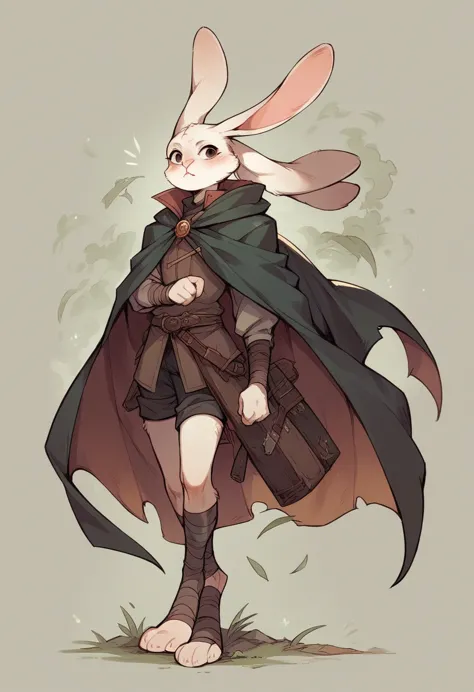 Rabbit, leg wraps, helment, long ear helment, cloak