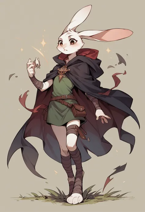 Rabbit, leg wraps, helment, long ear helment, cloak