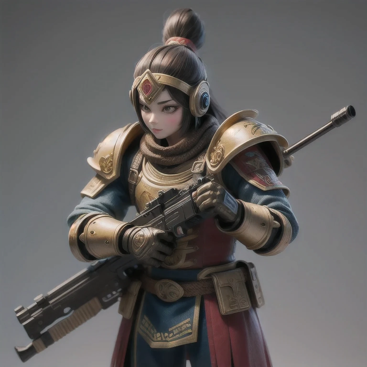 pluie torrentielle （（（Maya）））Gros plan d&#39;un jouet homme tenant une arme à feu, Figurines peintes, un guerrier aztèque, Chef-d’œuvre de la station d’art, Rendu zbrush coloré, Guerrier en armure de science-fiction, personnages fantastiques super détaillés, Assemblage, Rendu à indice d’octane élevé, Dessiner à Zrush, Chasseur de primes dystopique, Des jouets très détaillés, personnage très détaillé, ( Graphiques très détaillés )danse