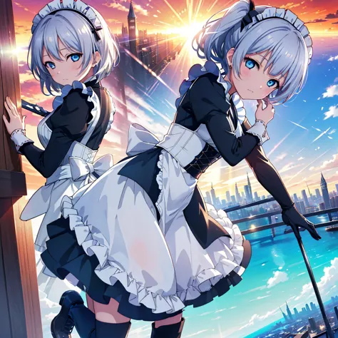 Dengeki Bunko, Woman Looking Back, Perfect Human Medicine, {{{{{Maid clothes}}}}},Small Tits,anime, Two legs, Cool,{{{{{50 year ...