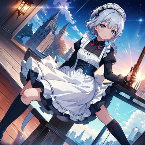 Dengeki Bunko, Woman Looking Back, Perfect Human Medicine, {{{{{Maid clothes}}}}},Small Tits,anime, Two legs, Cool,{{{{{50 year ...