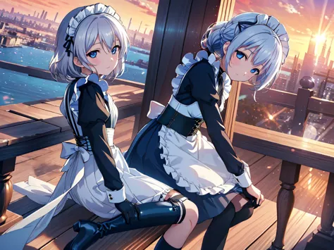 Dengeki Bunko, Woman Looking Back, Perfect Human Medicine, {{{{{Maid clothes}}}}},Small Tits,anime, Two legs, Cool,{{{{{50 year ...