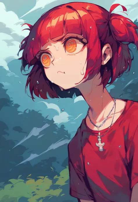 score_9, score_8_up, score_7_up,expressive eyes,1 girl, bob cut,blunt bangs,white and red hair,orange eye, swirly eyes,necklace,...