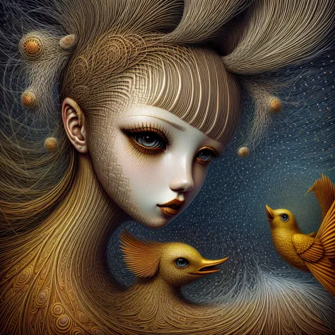 Naoto Hattori's painting depicting a woman, surrealism art, highly detailed, surrealistic fantasy background, style of Naoto Hat...