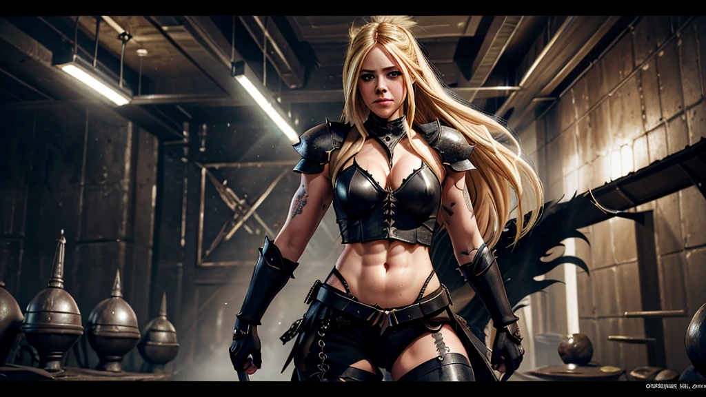 ((Avril Lavigne)),decent, muscular lady, knight lady, lightweight armor, well-endowed, big bossom, ,Correct anatomy，epic fantasy digital art，masterpiece，8k，high definition resolution，detailed drawing，Superior Quality，, Epic composition,，body muscles