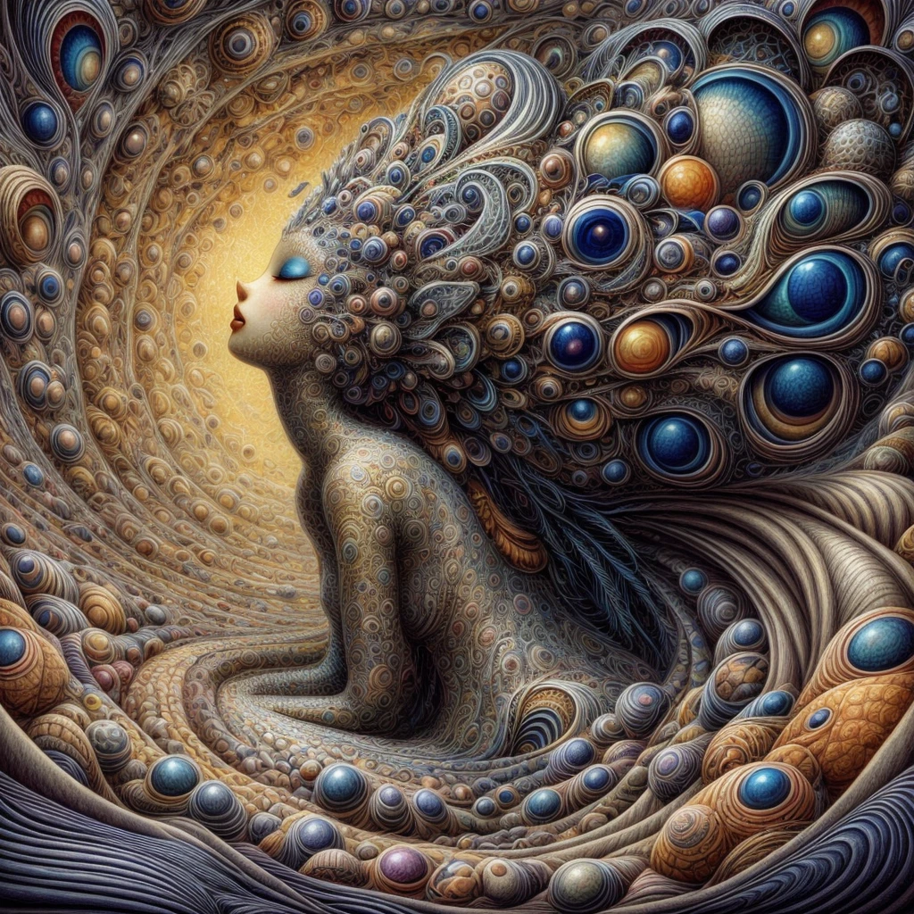 pintura de Naoto Hattori que representa a una mujer, surrealism art, muy detallado, fondo de fantasía surrealista, estilo de Naoto Hattori, AIDA_NUEVA HAMPSHIRE_humanos
