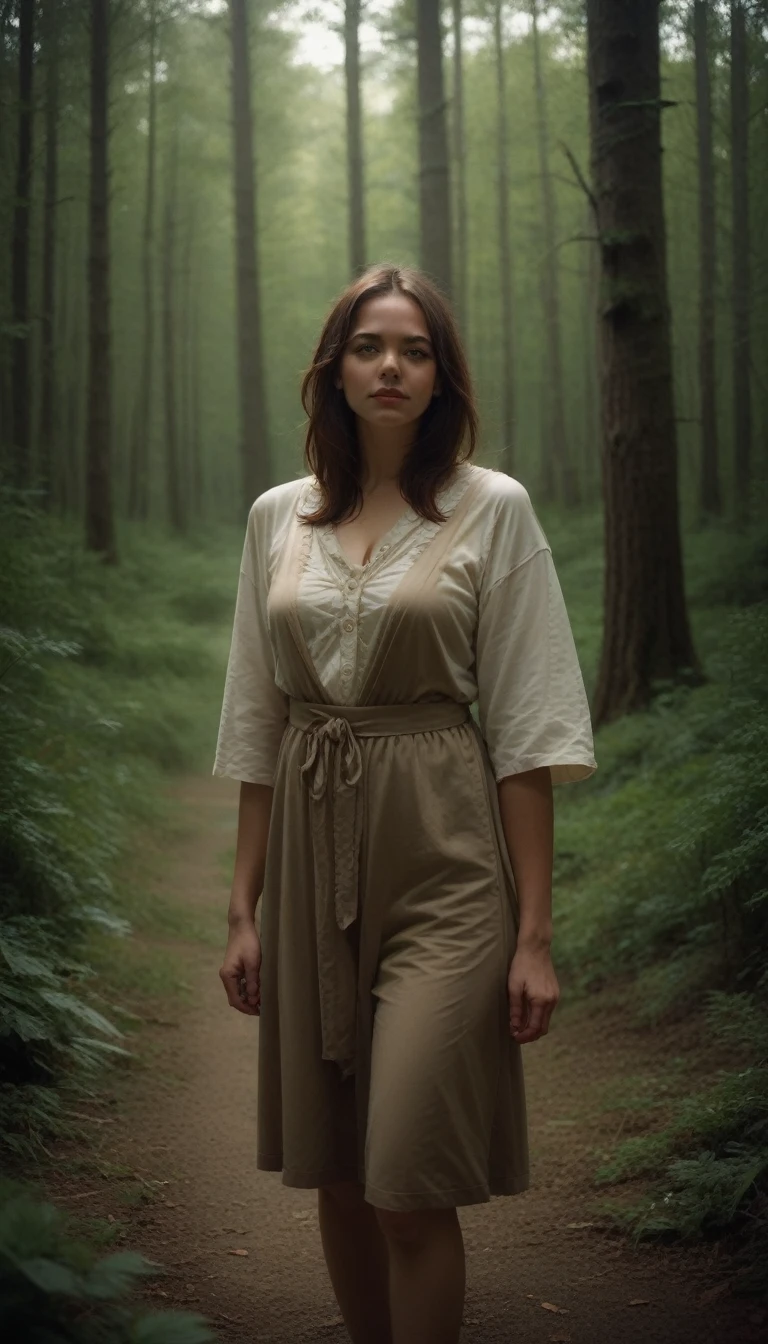 There is a creature in the forest，Human-like appearance，Brown hair all over the body，Ultra-detailed（best quality，4K，8K，High level，masterpiece：1.2），Ultra Detailed，（lifelike，Photo real，Photo real：1.37），Highly detailed animals，Complex patterns，Realistic lighting，Fantasy Creatures