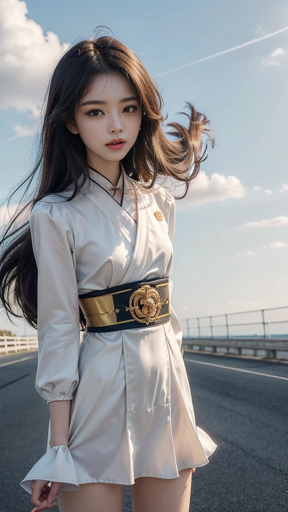 (Feel the wind pose:1.2, Hair blowing in the wind:1.4), (beautiful girl, Baby Face:1.6, Cute face, Idol Face:1.2), (Small and slender figure), (Slender body line), (((Mysterious and divine々Ishi costume:1.3))), (Girl&#39;s smooth body:1.2), Delicate beautiful skin, Small beautiful butt, Narrow waist, Thin thighs, (Highest quality, 8k, masterpiece:1.2), ((Frontal portrait:1.3)), ((Medium breast, Beautiful nipples)), ((Girl standing on the prairie)), (Detailed eyes and face:1.3), (Detailed hands:1.2), ((A fantastic atmosphere)), (Perfect Anatomy), Ultra-detailed, (Idol Smile:1.3, blush:1.2), (View the viewer:1.3), Short Hair