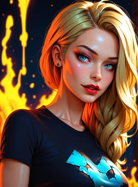 blonde woman in a black shirt, beautiful photorealistic face, by Hedi Xandt, beautiful hyperrealistic face, a close-up of a pers...