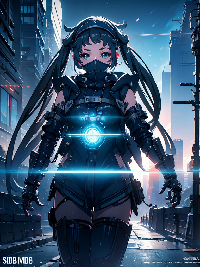 a beautiful detailed anime girl, sexy urban futuristic outfit, subzero mortal kombat mask covering mouth, submachine gun on back, masterpiece, 8k, ultra-detailed, photorealistic, intricate details, dramatic lighting, vibrant colors, cinematic composition, cyberpunk, science fiction, concept art style