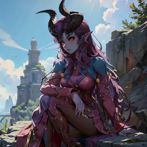 ((ultra detailed, masterpiece, best quality))
BGAlfira, long hair, colored skin, horns, demon girl, full body, 