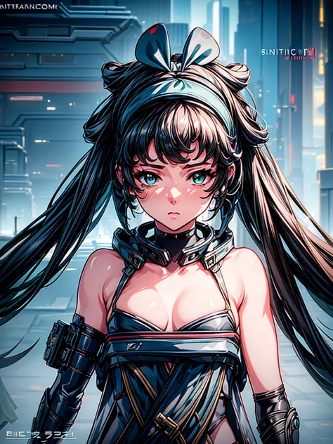 a beautiful detailed anime girl, sexy urban futuristic outfit, subzero mortal kombat mask covering mouth, submachine gun on back...