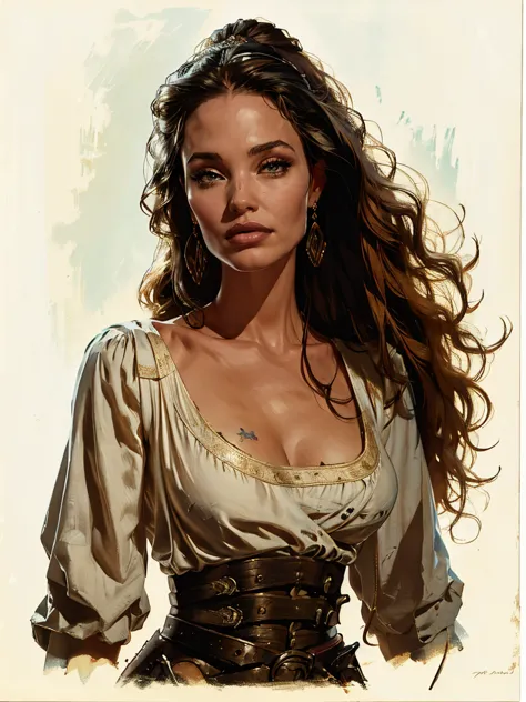 a young woman from the early 18th century based on Angelina Jolie, military dress uniform, tricorn, dungeons and Dragons 5th edi...