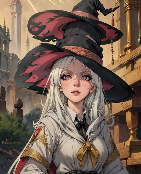 akemysama as witch, white hair, beautiful detailed eyes, beautiful detailed lips, extremely detailed face, long eyelashes, intri...