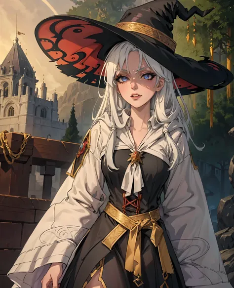 akemysama as witch, white hair, beautiful detailed eyes, beautiful detailed lips, extremely detailed face, long eyelashes, intri...