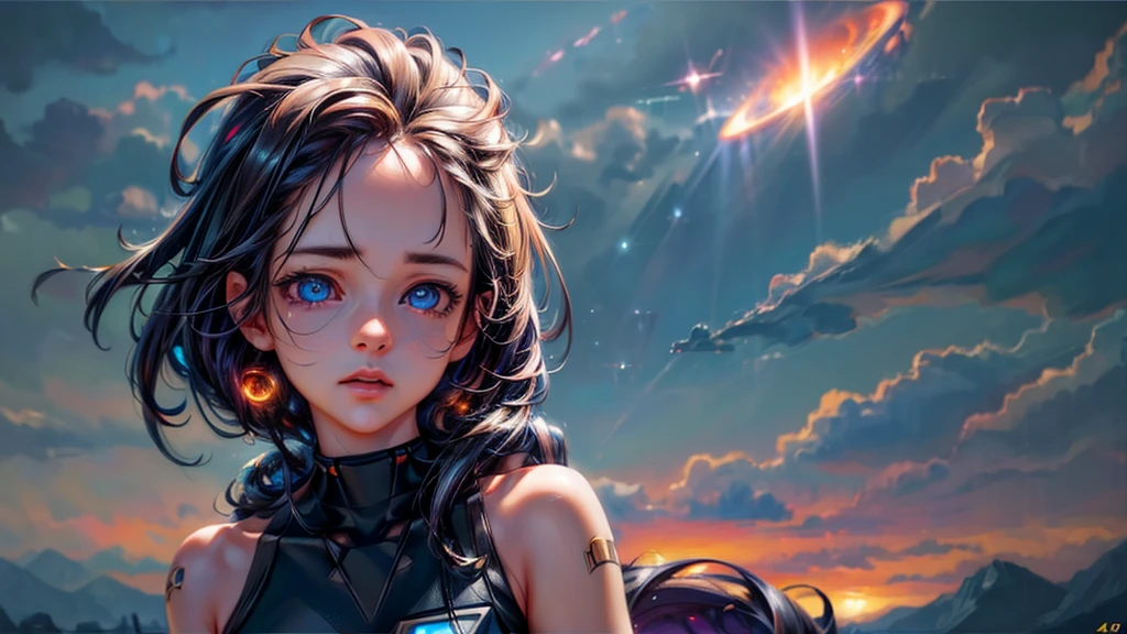 perfect eyes, Zoe, toddler girl, long hair, Heterochromia, astronaut, beautiful detailed eyes, beautiful detailed lips, extremely detailed eyes and face, long eyelashes, 1girl, astronaut, heterochromia, space, beautiful stars, beautiful galaxies, (best quality,4k,8k,highres,masterpiece:1.2),ultra-detailed,(realistic,photorealistic,photo-realistic:1.37),digital art, science fiction, surreal, cinematic lighting, vibrant colors, dramatic lighting, medium shot, full body, waist up, centered, detailed background, stars and galaxies in the distance, 