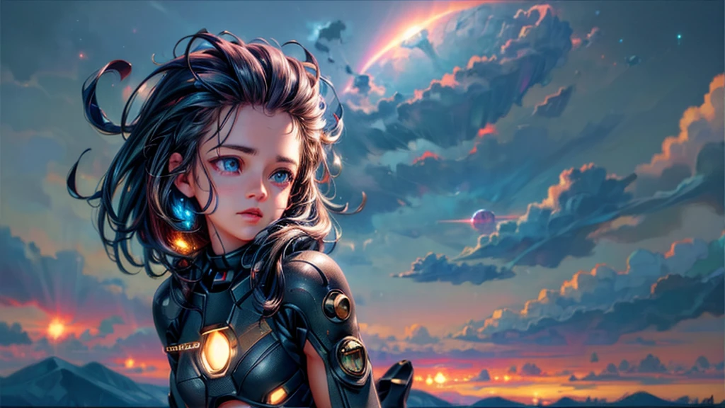 perfect eyes, Zoe, toddler girl, long hair, Heterochromia, astronaut, beautiful detailed eyes, beautiful detailed lips, extremely detailed eyes and face, long eyelashes, 1girl, astronaut, heterochromia, space, beautiful stars, beautiful galaxies, (best quality,4k,8k,highres,masterpiece:1.2),ultra-detailed,(realistic,photorealistic,photo-realistic:1.37),digital art, science fiction, surreal, cinematic lighting, vibrant colors, dramatic lighting, medium shot, full body, waist up, centered, detailed background, stars and galaxies in the distance, 