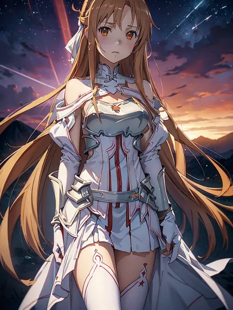 ((masterpiece)), ((Highest quality)), ((Super detailed)), 4K, 8K, High resolution, abyss, girl, (((Asuna, star))), Serious expre...