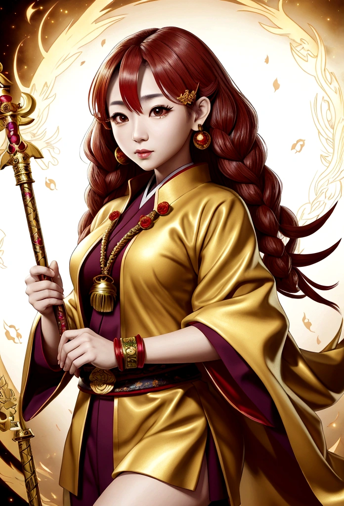 Beautiful female Tengu（1 person）、Large Breastuscular、Golden Staff