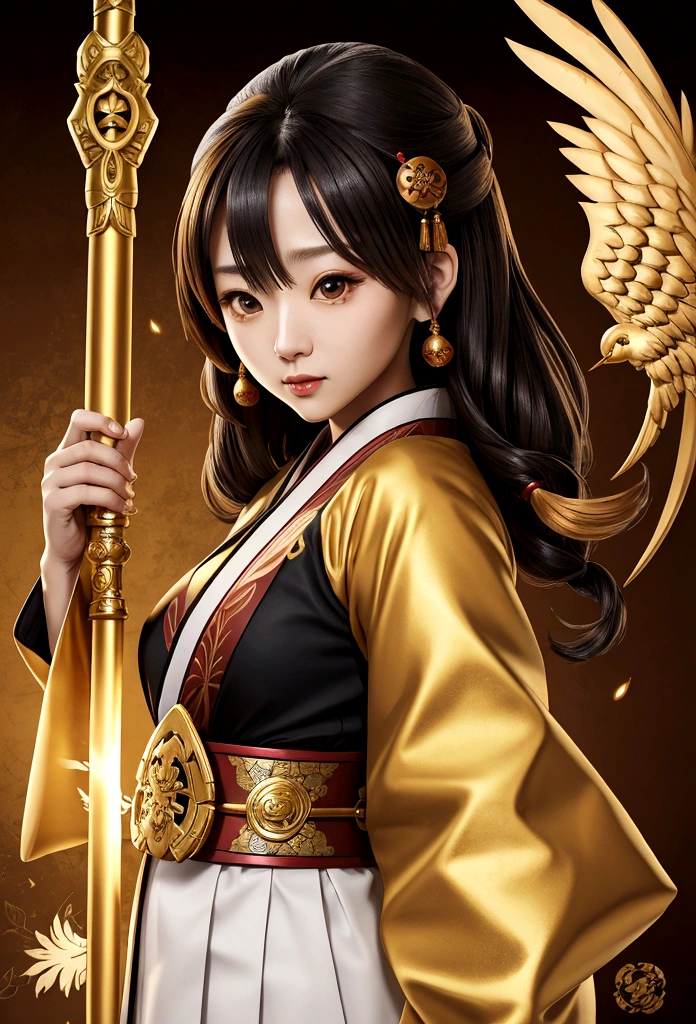 Beautiful female Tengu（1 person）、Large Breastuscular、Golden Staff