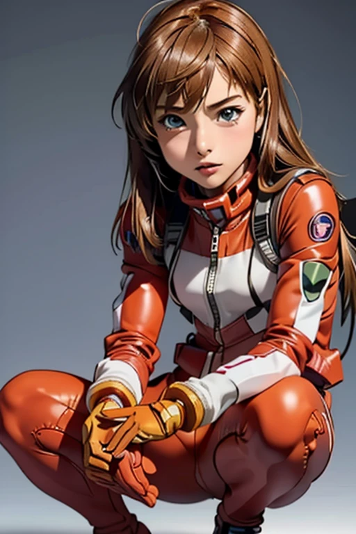 คุณภาพสูงสุด　ความละเอียดสูง　เรียบง่าย　สาวน้อยน่ารักคอสเพลย์เป็น Asuka Langley ในชุดนักบินสีแดงของเธอ　หัวจรดเท้า:1.5