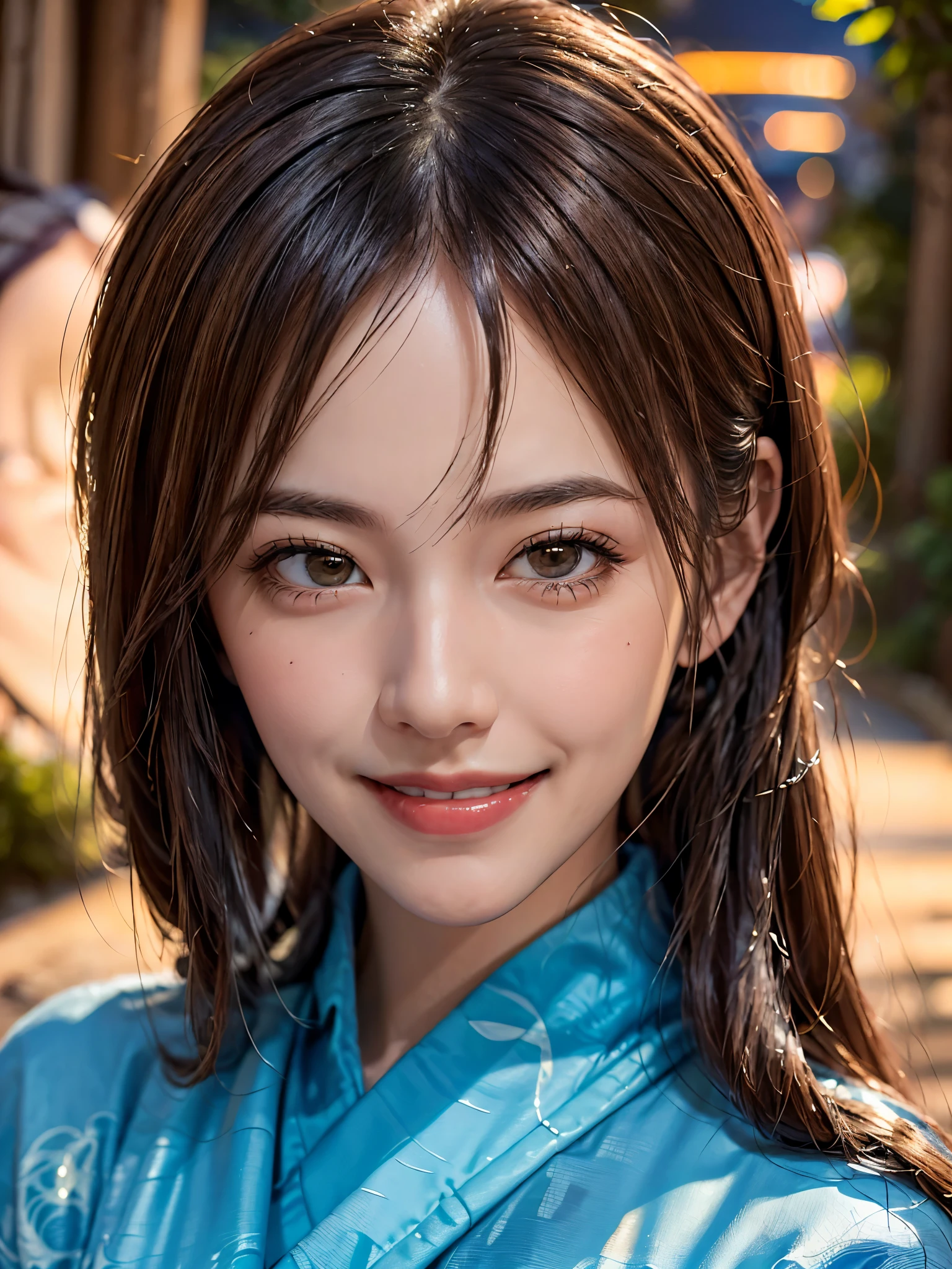 Highest quality, masterpiece, Ultra-high resolution, (Realistic:1.4), RAW Photos, One Girl, Incredibly beautiful kimono, Twelve-layered kimono, Japanese clothing, Deep Shadow, Moderate, Bamboo forest at night, Illuminated by the moonlight, 20-year-old, (A kind smile:1.3), Cute face, (head shot:1.5), Golden Ratio:1.3
