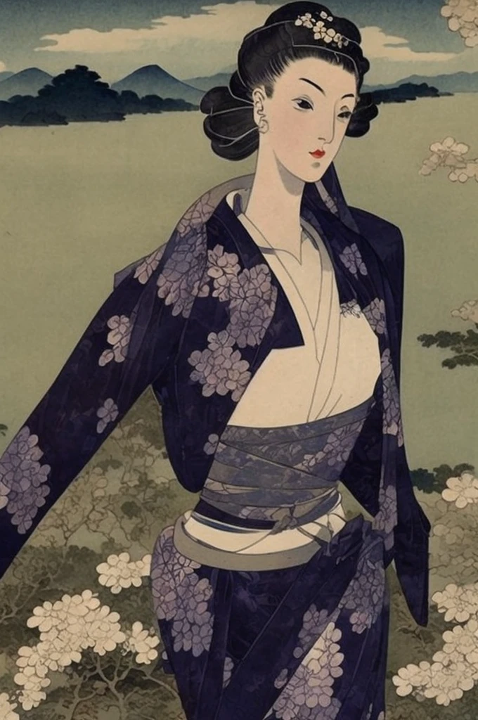 obra maestra, mejor calidad, Ukiyo-e:1.2, al estilo hokusai, a beautiful 20s russian model, cara ultra detallada

