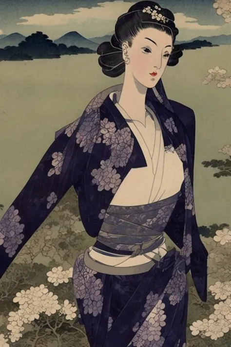 masterpiece, best quality, ukiyo-e:1.2, in hokusai style, a beautiful 20s russian model, ultra detailed face

